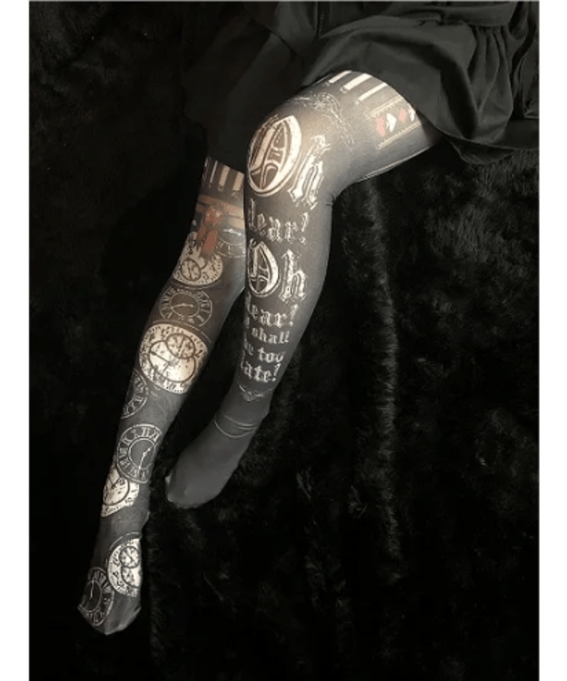 時計兎のタイツ/プラスサイズあり