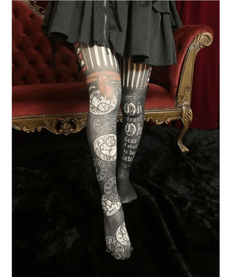 時計兎のタイツ/プラスサイズあり