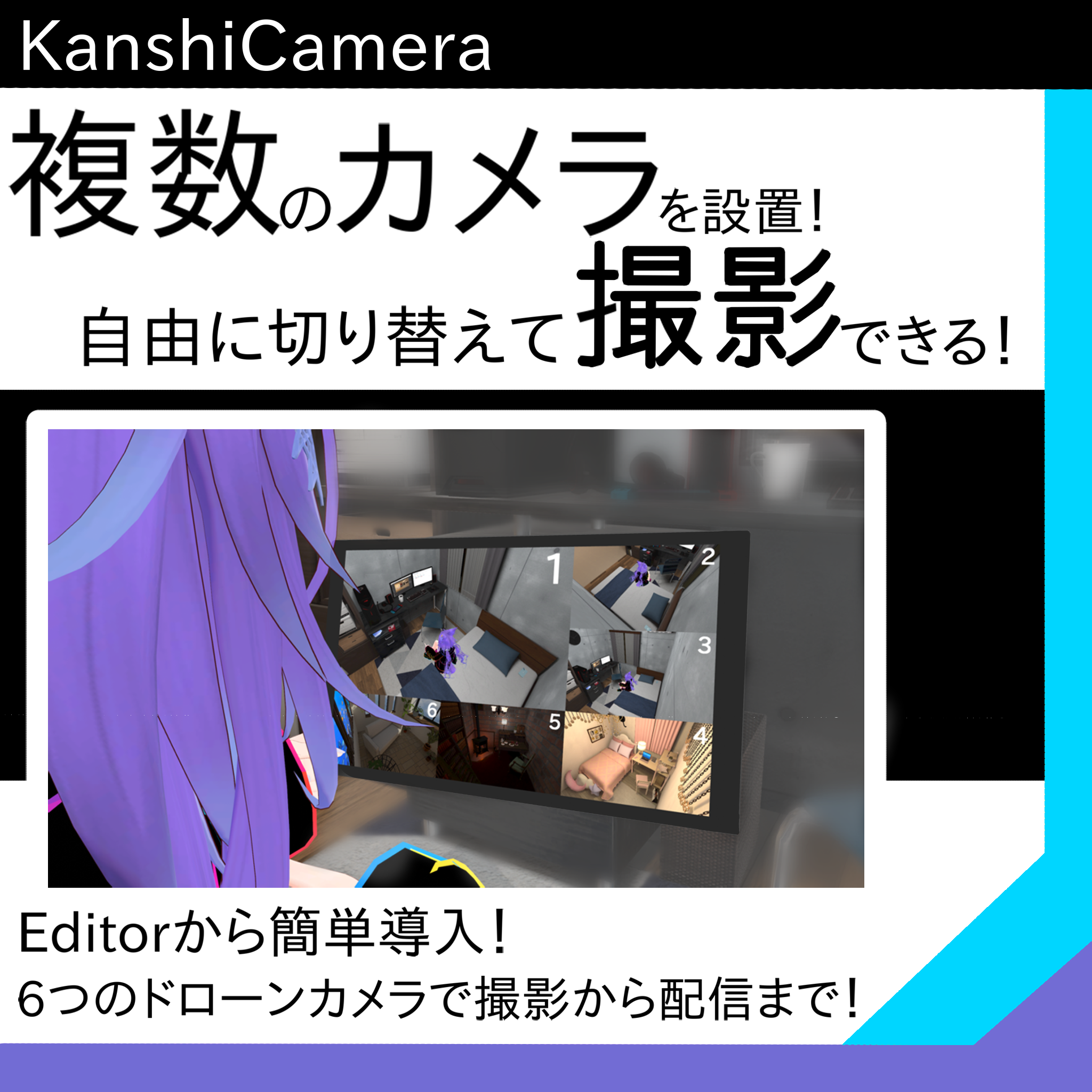 【複数カメラ撮影システム】6つのカメラをドローンで操作！自由に切り替えて撮影！録画！配信！【KanshiCamera】