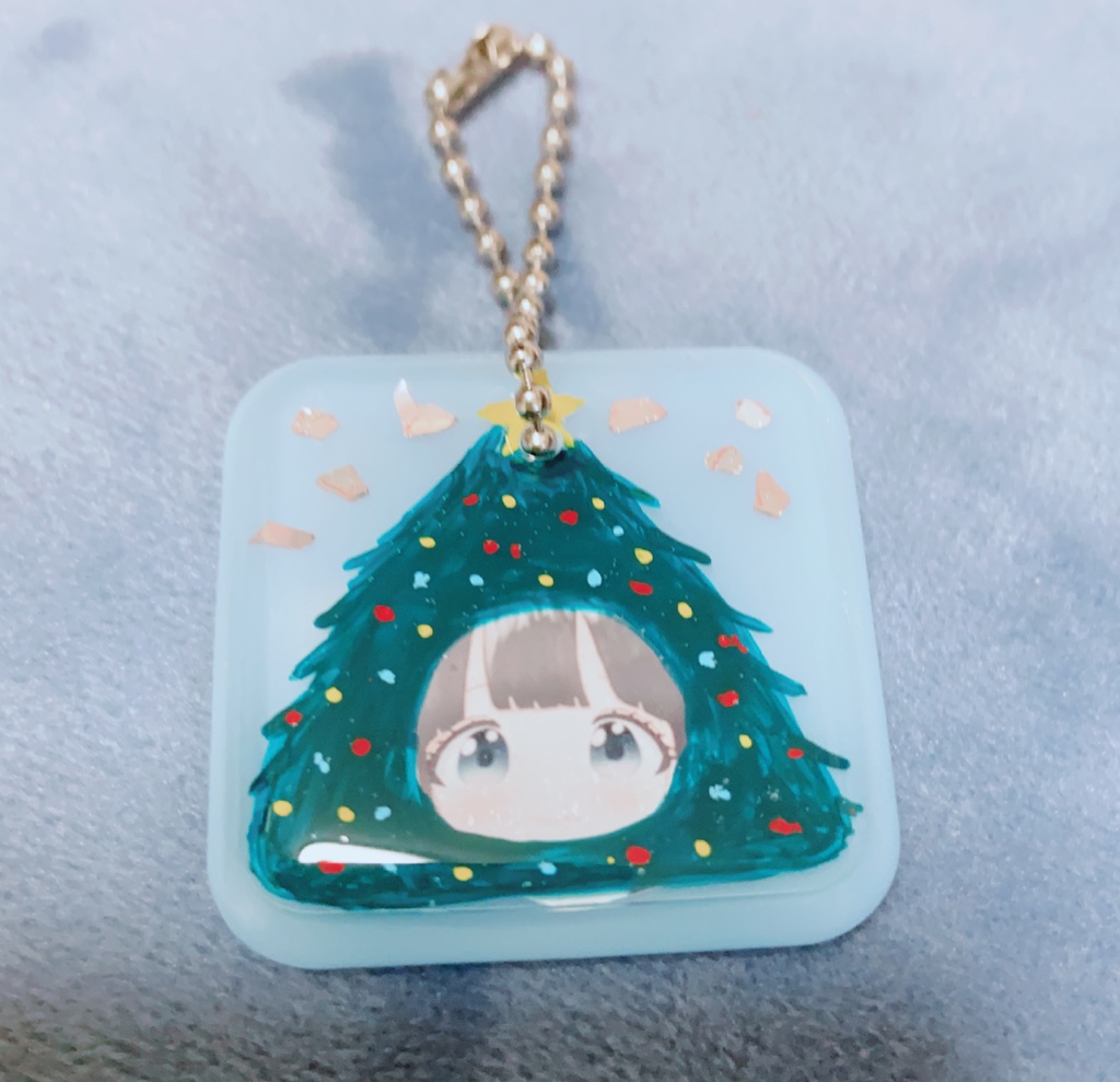 擬態キーホルダー水色(クリスマスツリーるい)