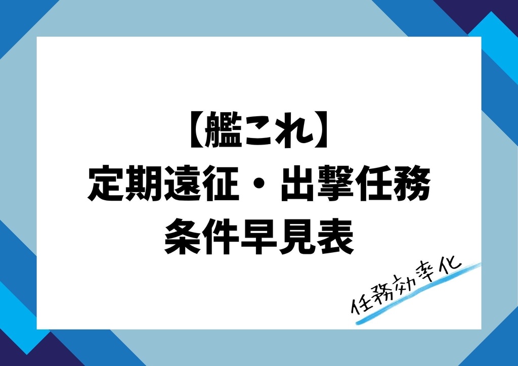 【艦これ】定期遠征・出撃任務条件早見表