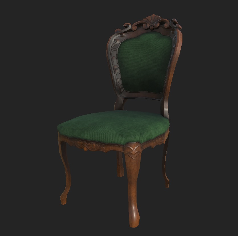 【3Dモデル】アンティーク椅子小物素材ローポリハイポリセット【通常版】