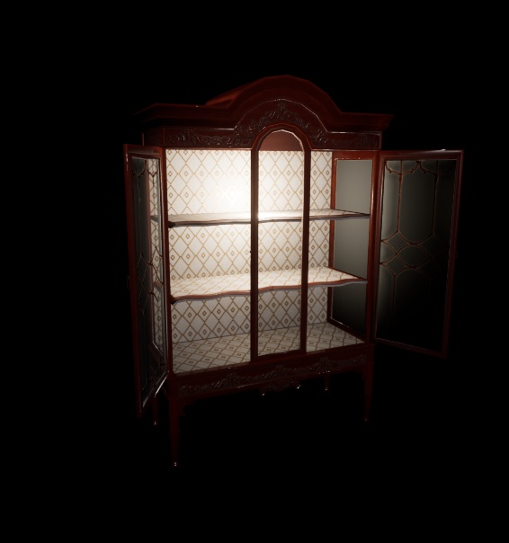 【3Dモデル】アンティークキャビネット 開閉可能