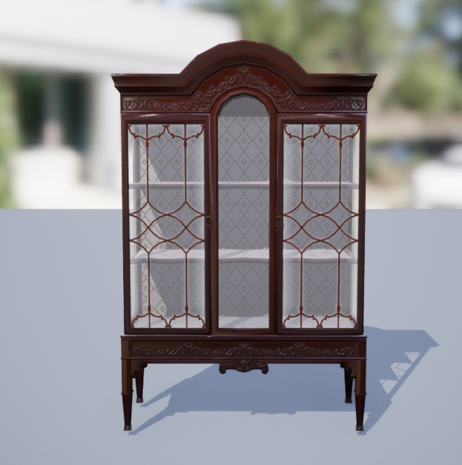 【3Dモデル】アンティークキャビネット 開閉可能