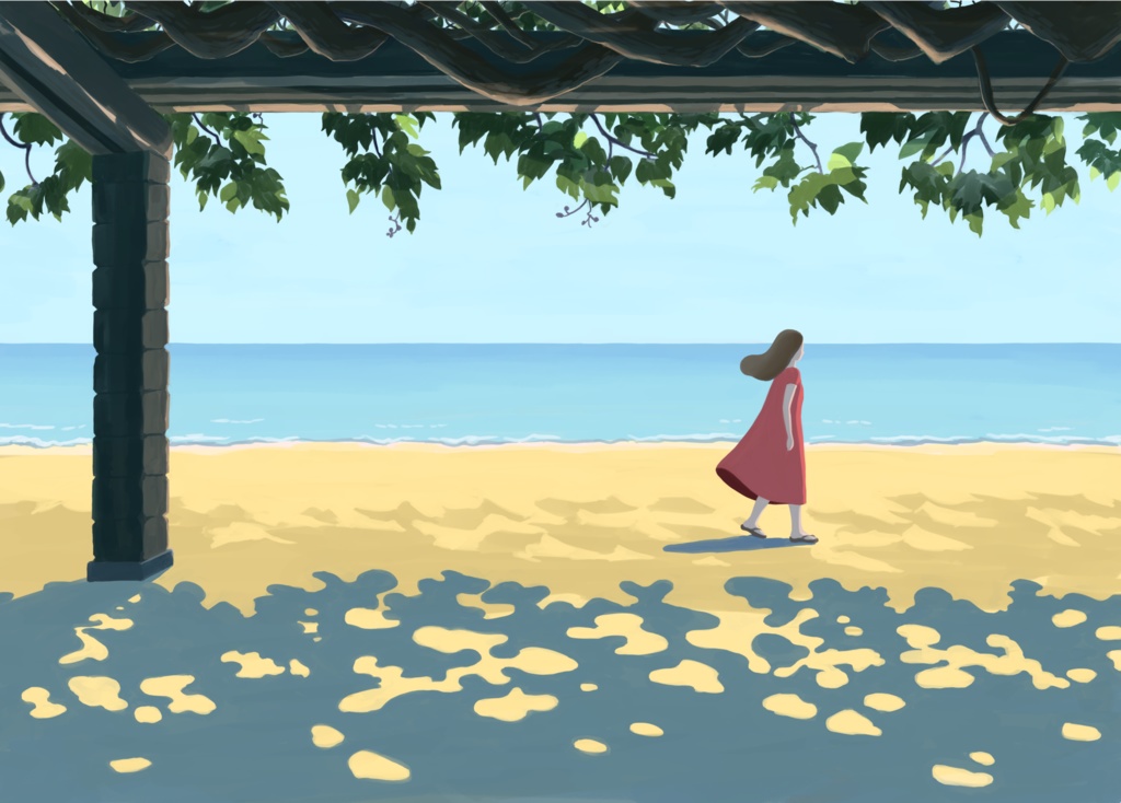 複製原画『足まかせ』額付き