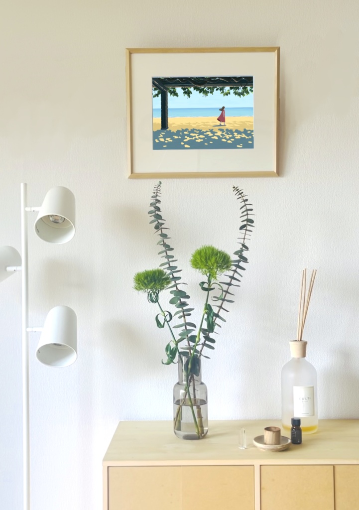 複製原画『足まかせ』額付き