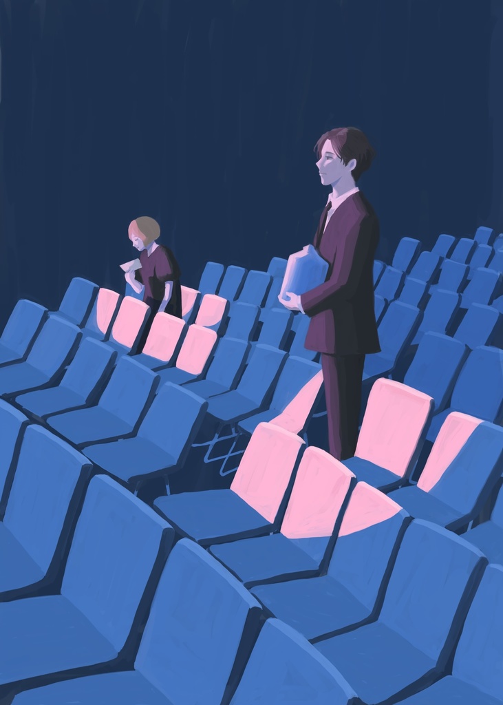 複製原画『合流してくる亡霊たち』額付き/サイン入り