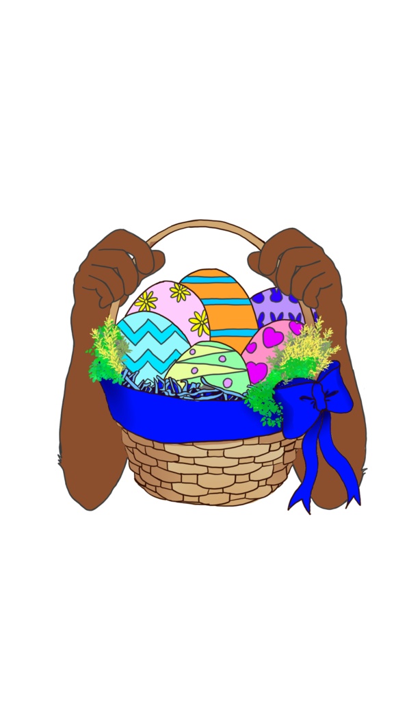 イースター用 ケモⅤ素材(爪なし)毛色4色×リボン各6色