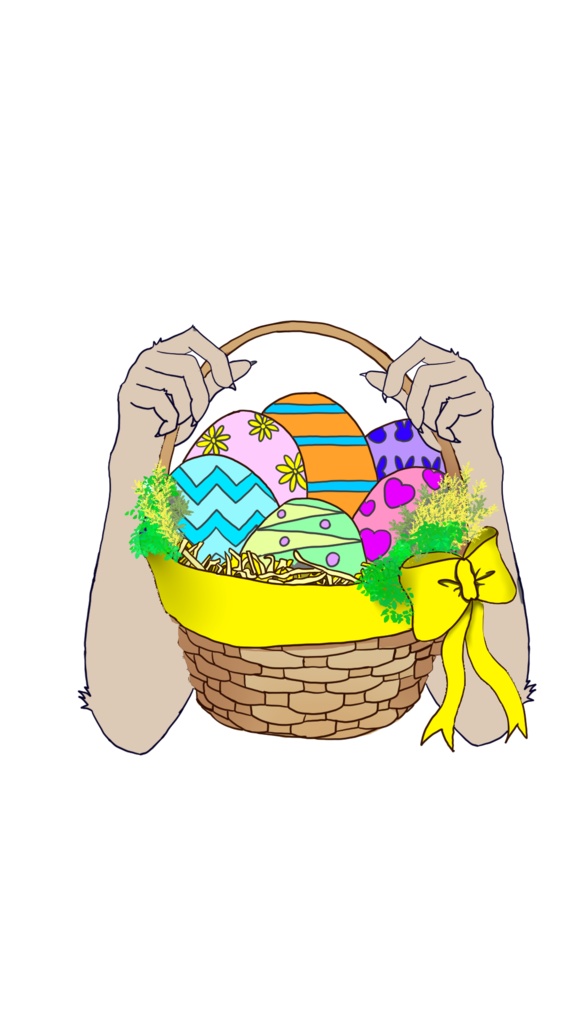 イースター用 ケモⅤ素材(爪あり)毛色4色×各リボン6色