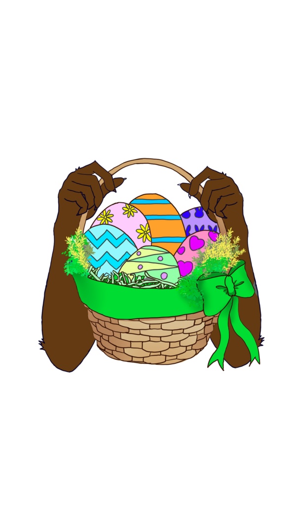 イースター用 ケモⅤ素材(爪あり)毛色4色×各リボン6色