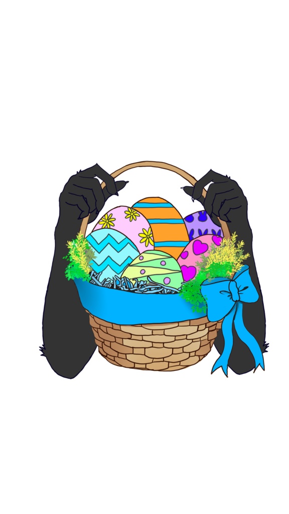 イースター用 ケモⅤ素材(爪あり)毛色4色×各リボン6色