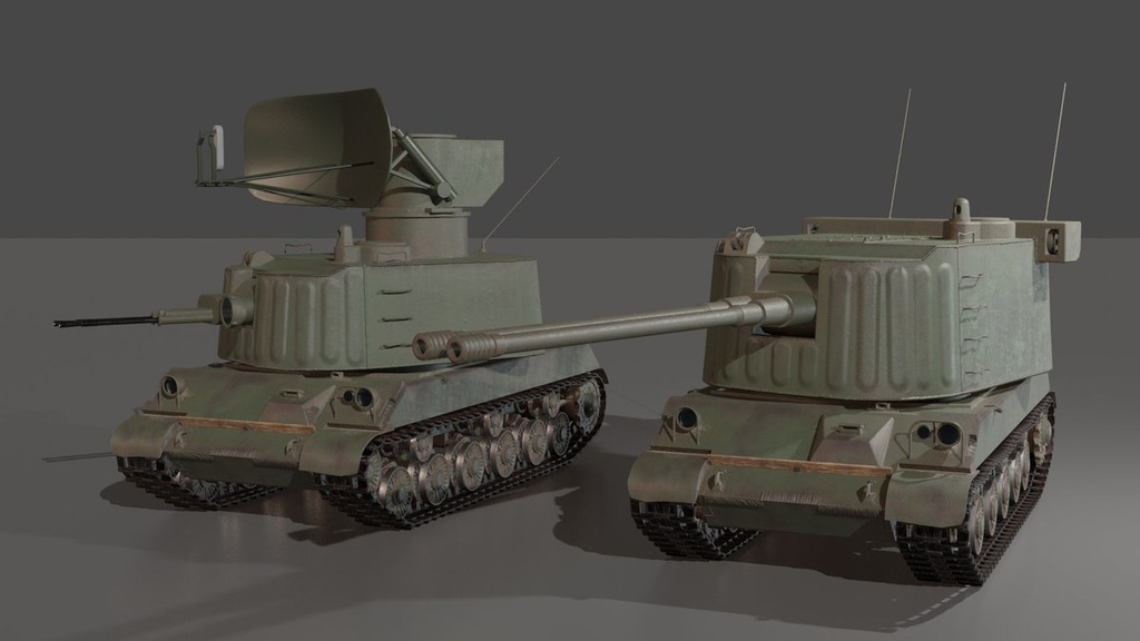 ZSU-100-2　オリジナル架空戦車3Ⅾモデル