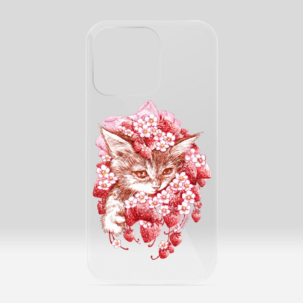苺と猫01クリアスマホケース
