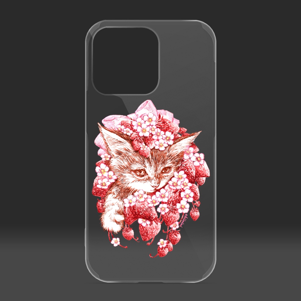 苺と猫01クリアスマホケース