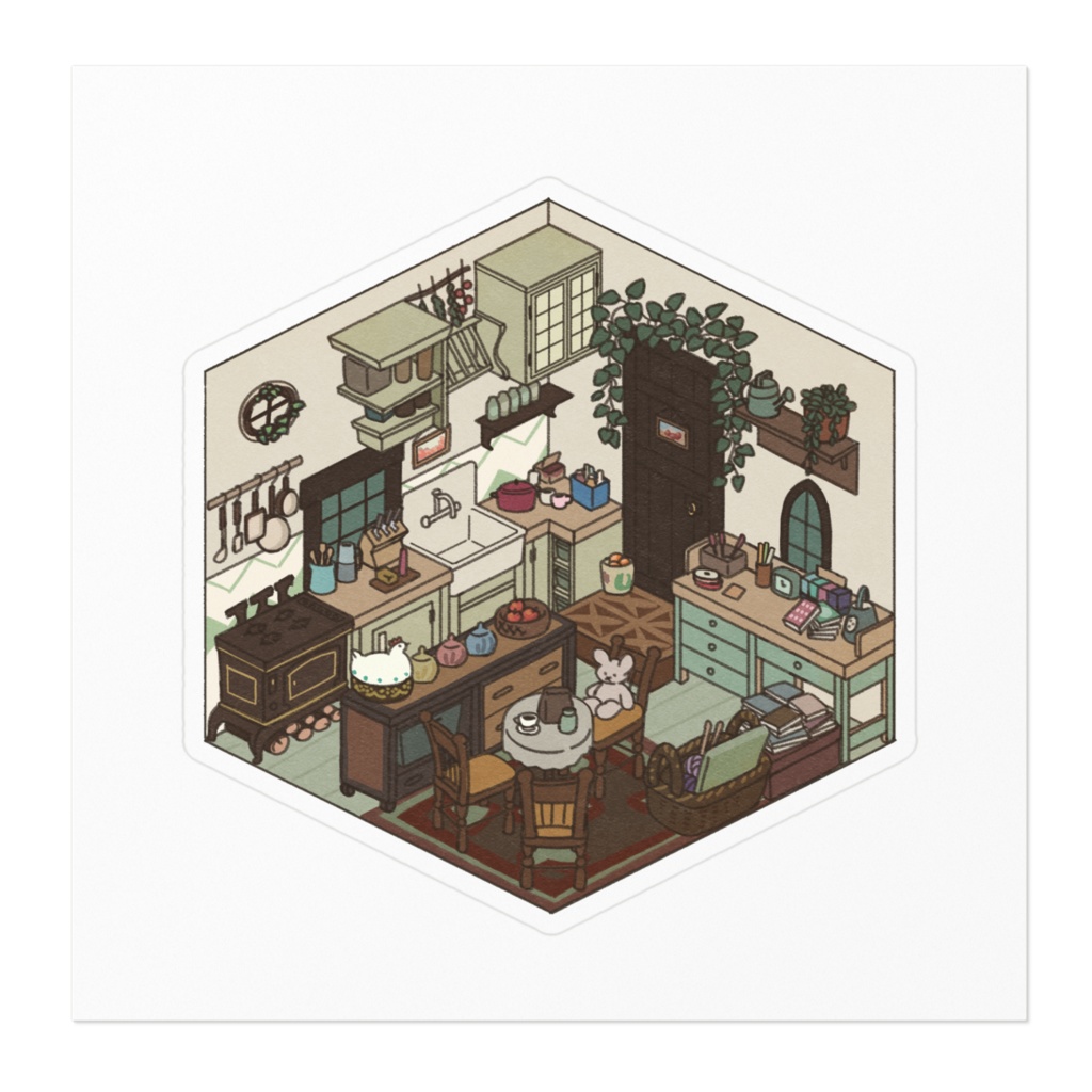 緑のキッチン ステッカー