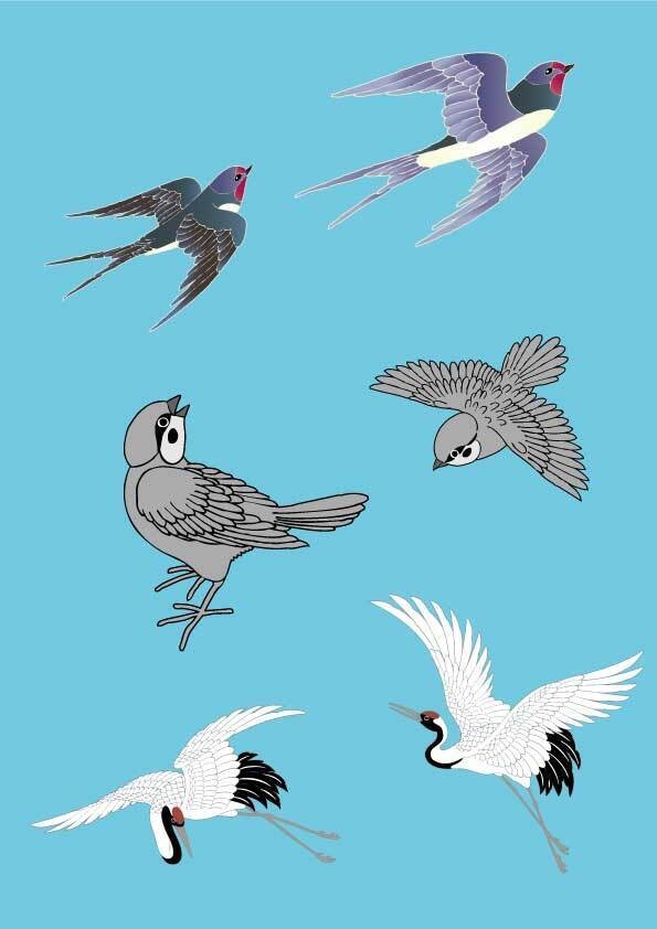 和のいきものイラスト素材 18種類【PNG形式 ai形式】