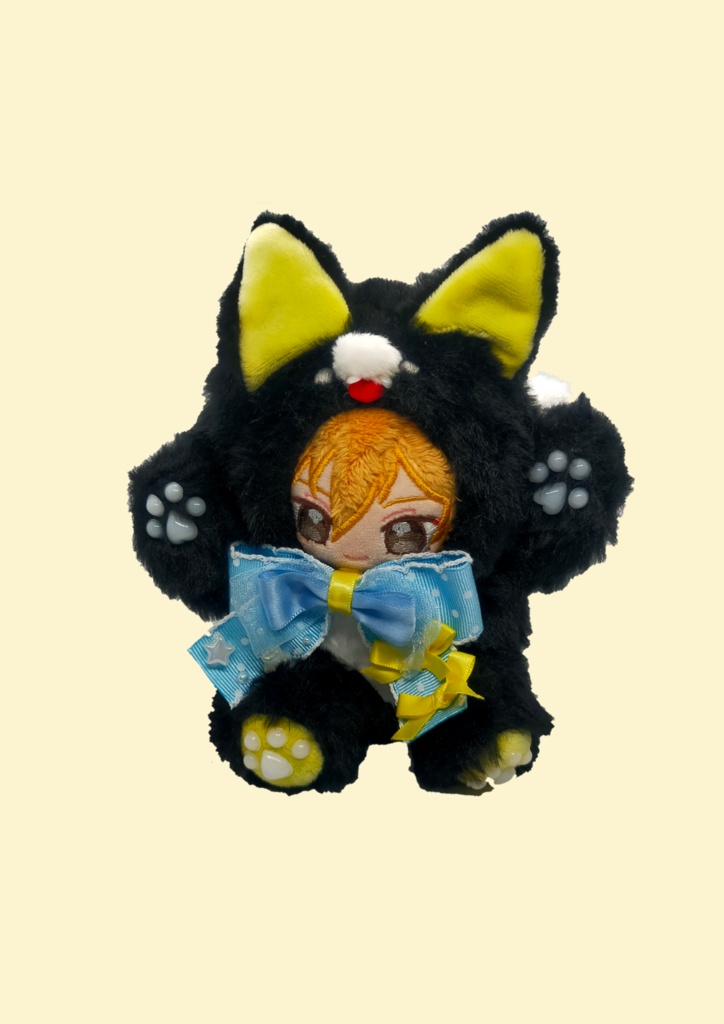 【約10〜13cm】おすわりきつねちゃんきぐるみ 黒