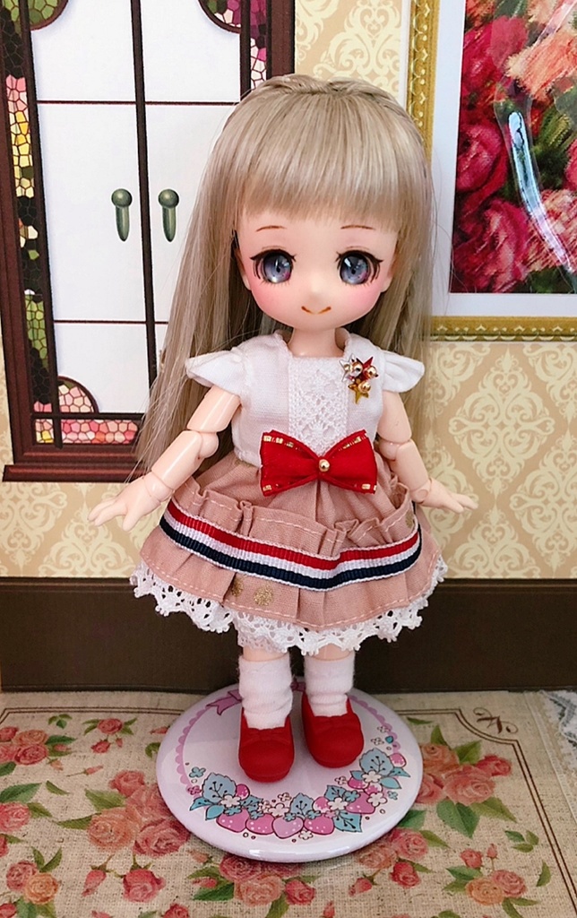 オビツ11 サイズ　ドロワーズ付きトリコロールワンピース　ピンク