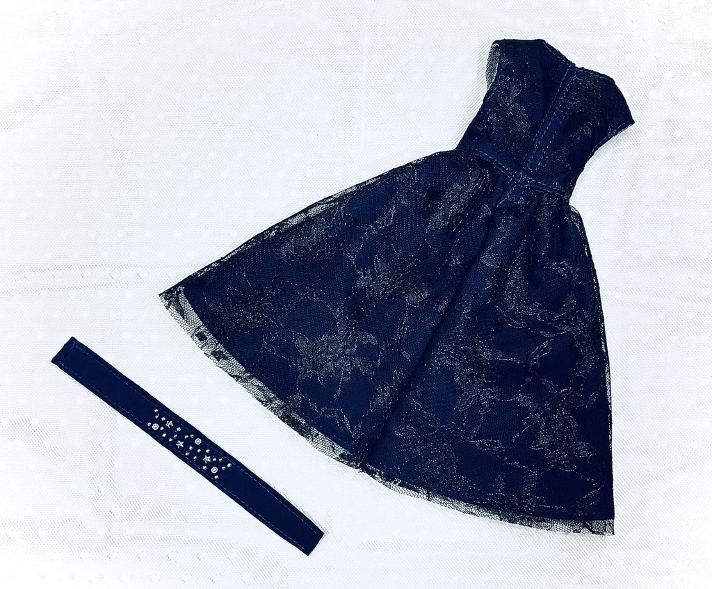 お呼ばれワンピース ネイビー×ブラック