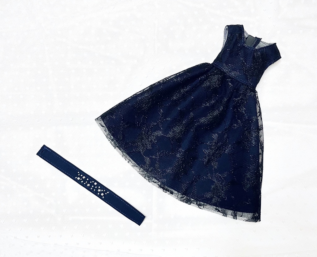 お呼ばれワンピース ネイビー×ブラック