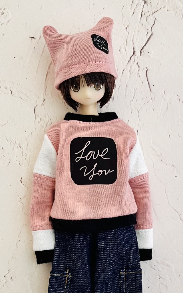 22cmドール用トレーナー（Love you）ピンク