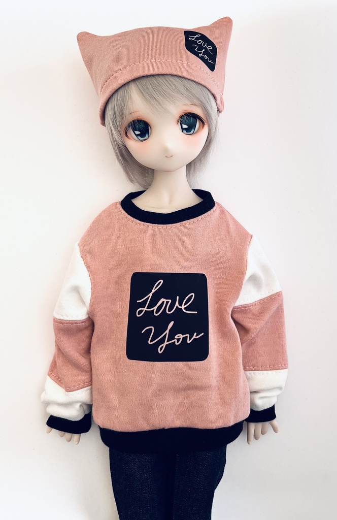 MDD用トレーナー(Love you)&猫耳ニットキャップ ピンク