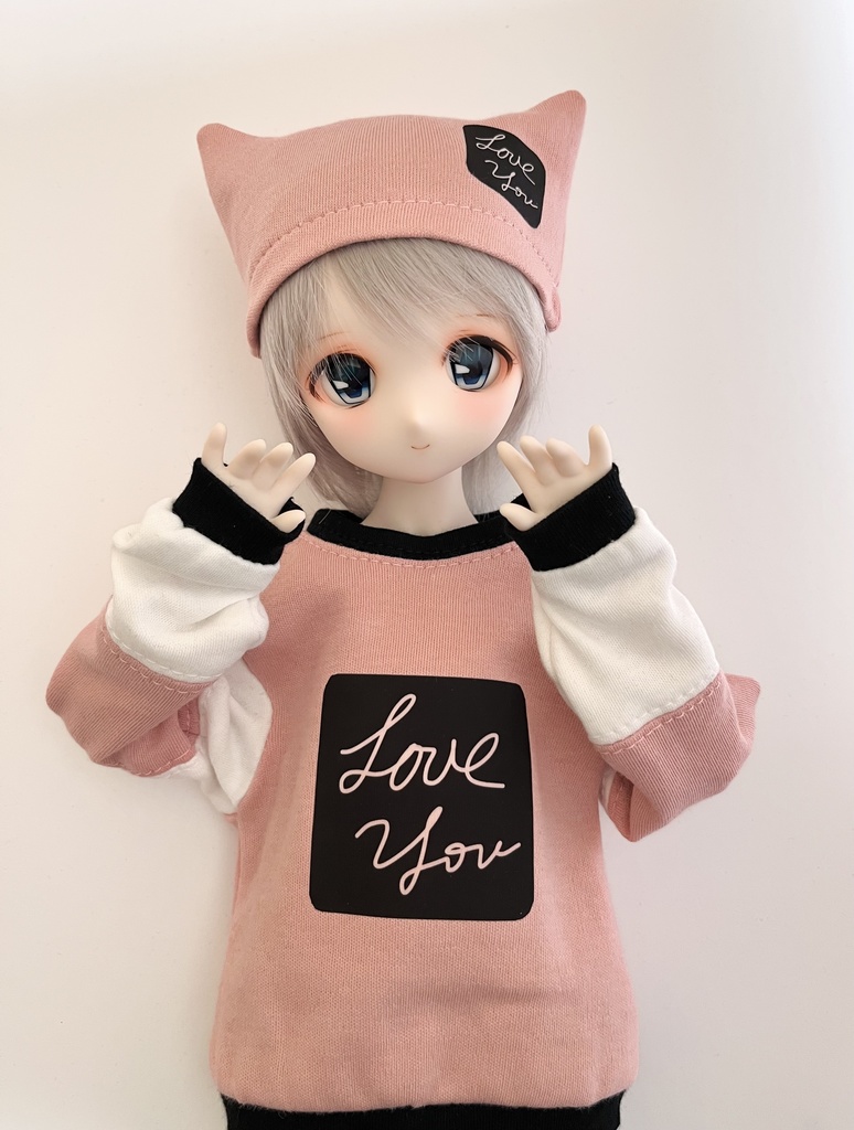 MDD用トレーナー（Love you）&猫耳ニットキャップ　ピンク