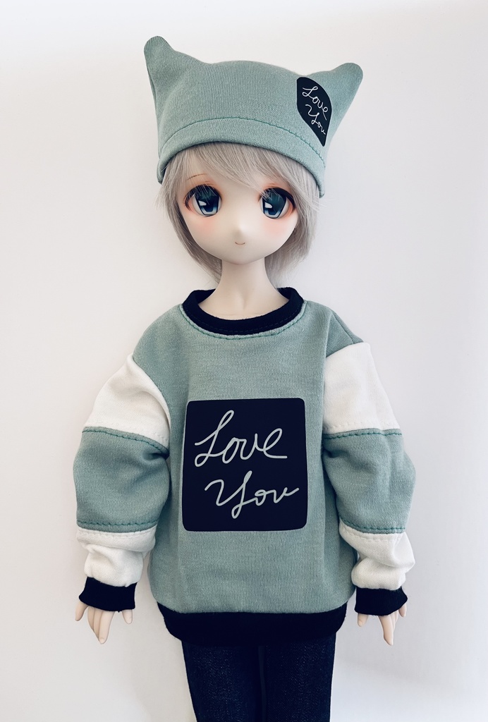 MDD用トレーナー(Love you)&猫耳ニットキャップ グリーン