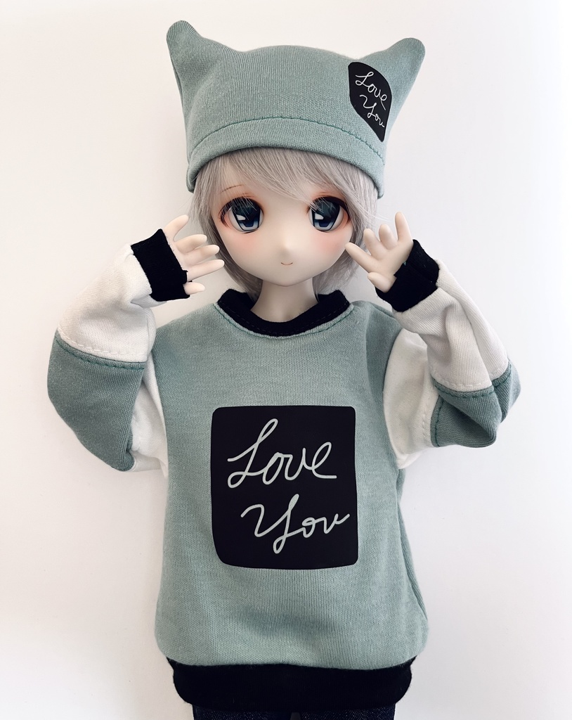 MDD用トレーナー（Love you）&猫耳ニットキャップ　グリーン