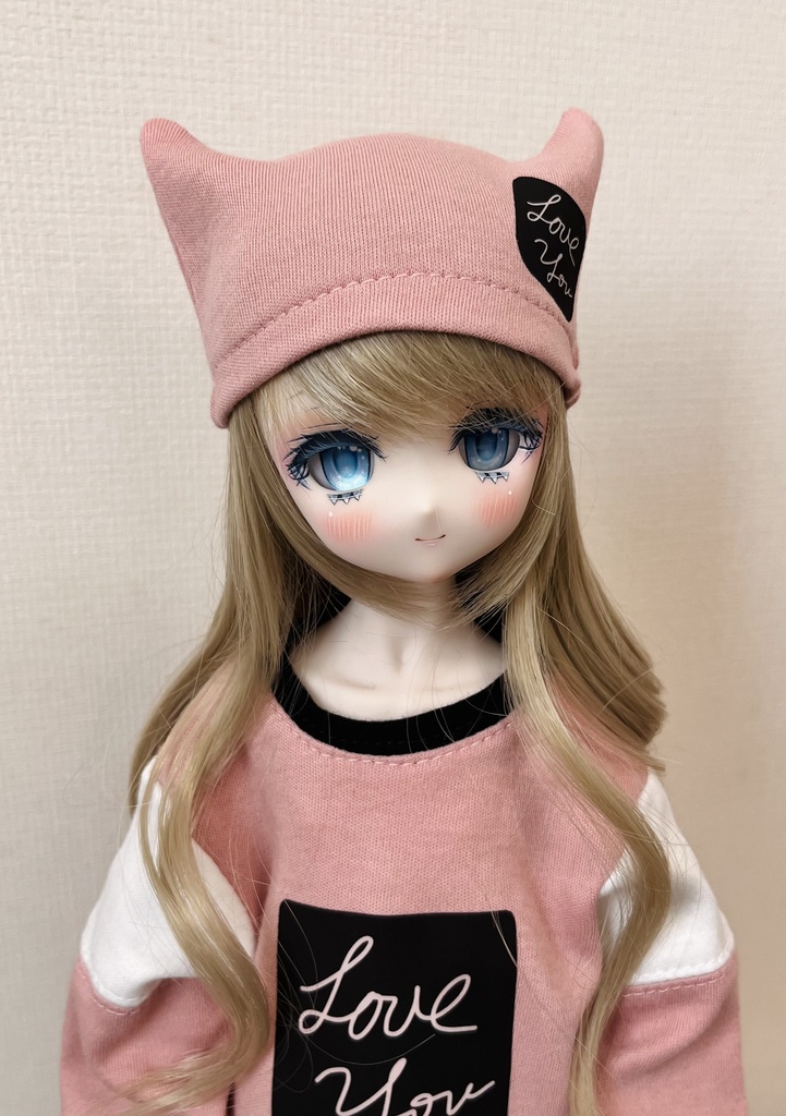 MDDサイズの猫耳ニットキャップ　ピンク