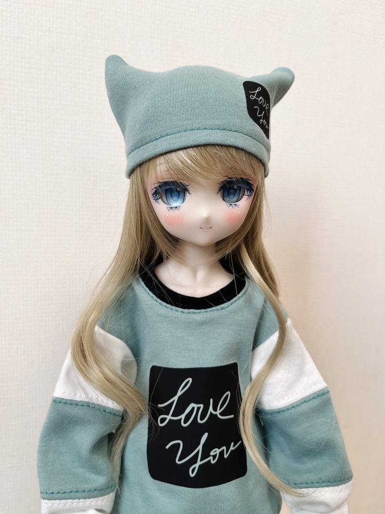MDDサイズの猫耳ニットキャップ　グリーン