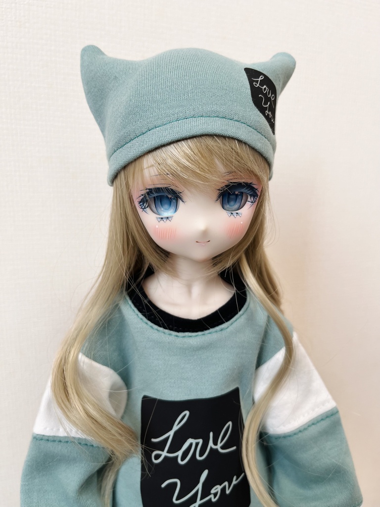 MDDサイズの猫耳ニットキャップ　グリーン