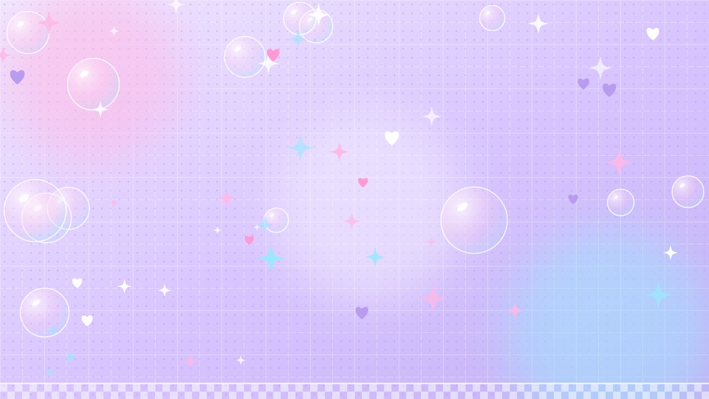 【配信用】Y2Kレトロかわいい薄紫 Vtuber動く配信画面セット|背景・動く枠・待機画面・ネームプレート