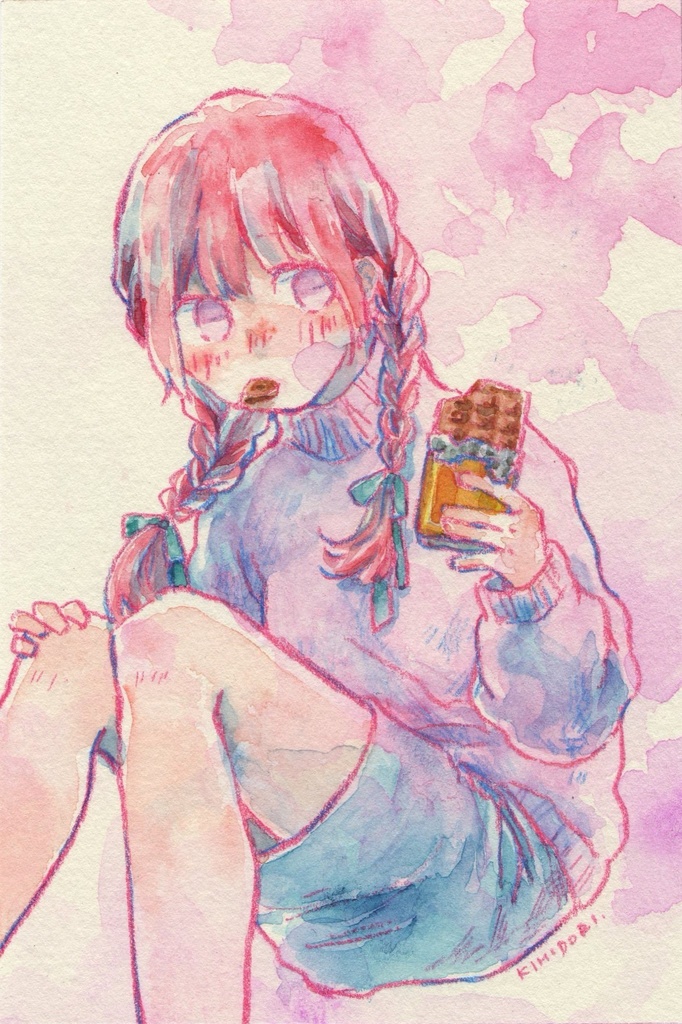 はがきサイズ原画 額付き(バレンタインシリーズ)