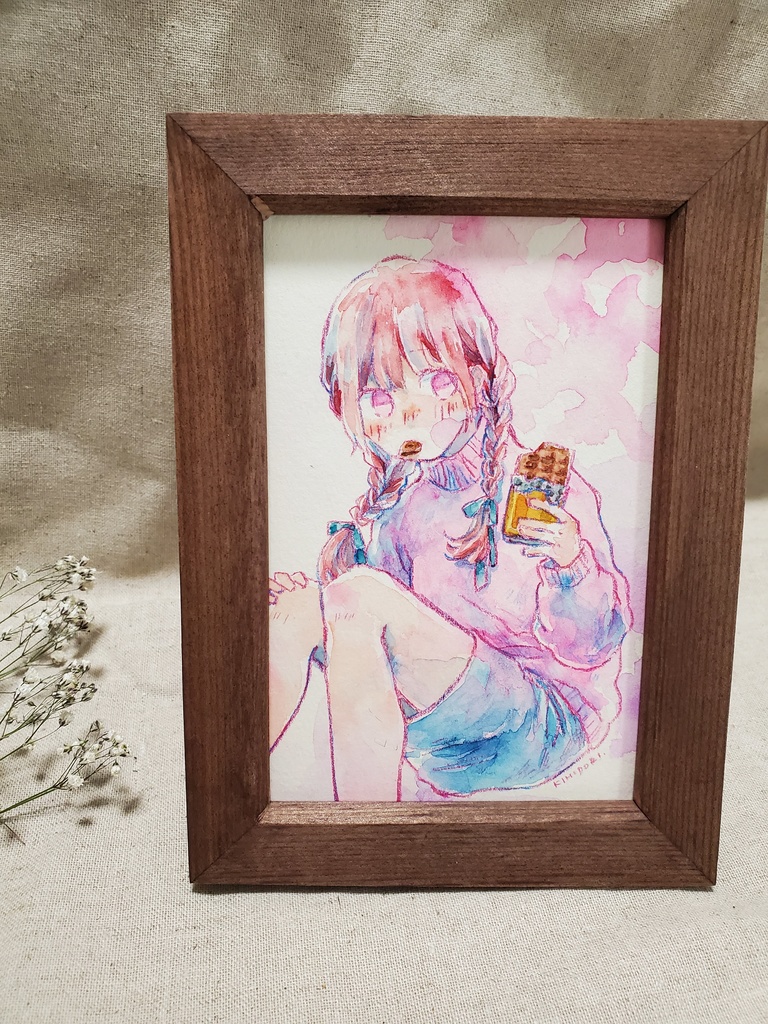 はがきサイズ原画 額付き(バレンタインシリーズ)