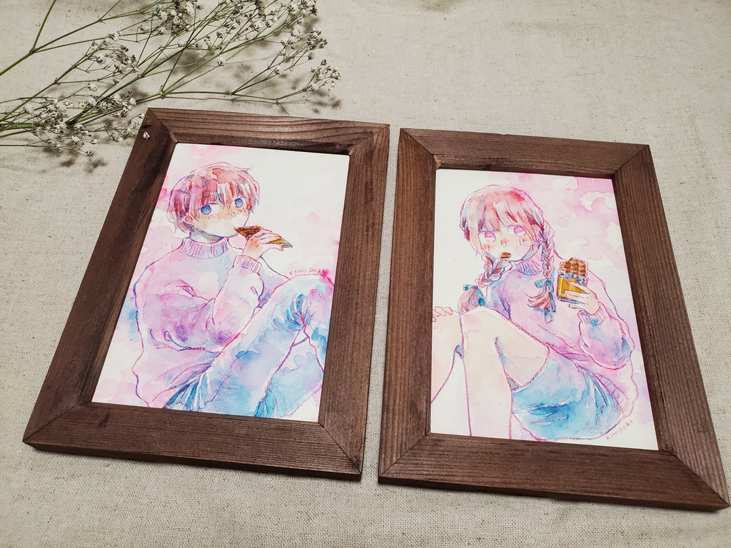 はがきサイズ原画 額付き(バレンタインシリーズ)