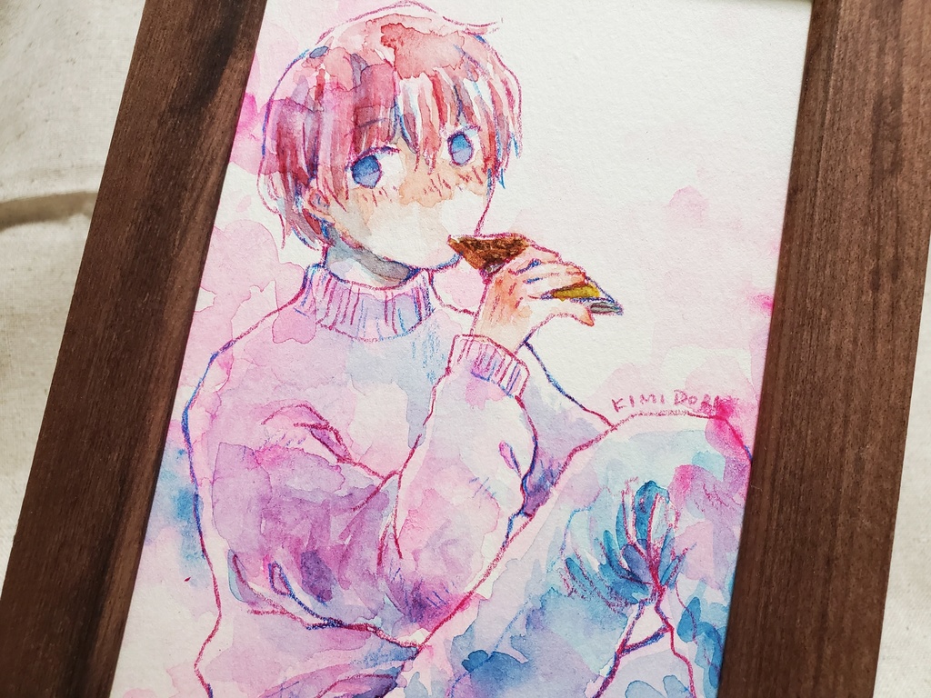 はがきサイズ原画 額付き(バレンタインシリーズ)