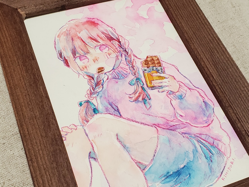 はがきサイズ原画 額付き(バレンタインシリーズ)