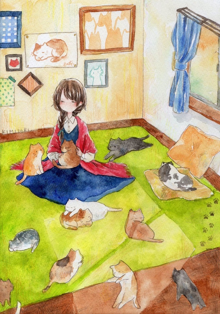 原画「おひるね」額なし　※パネル取り外しました