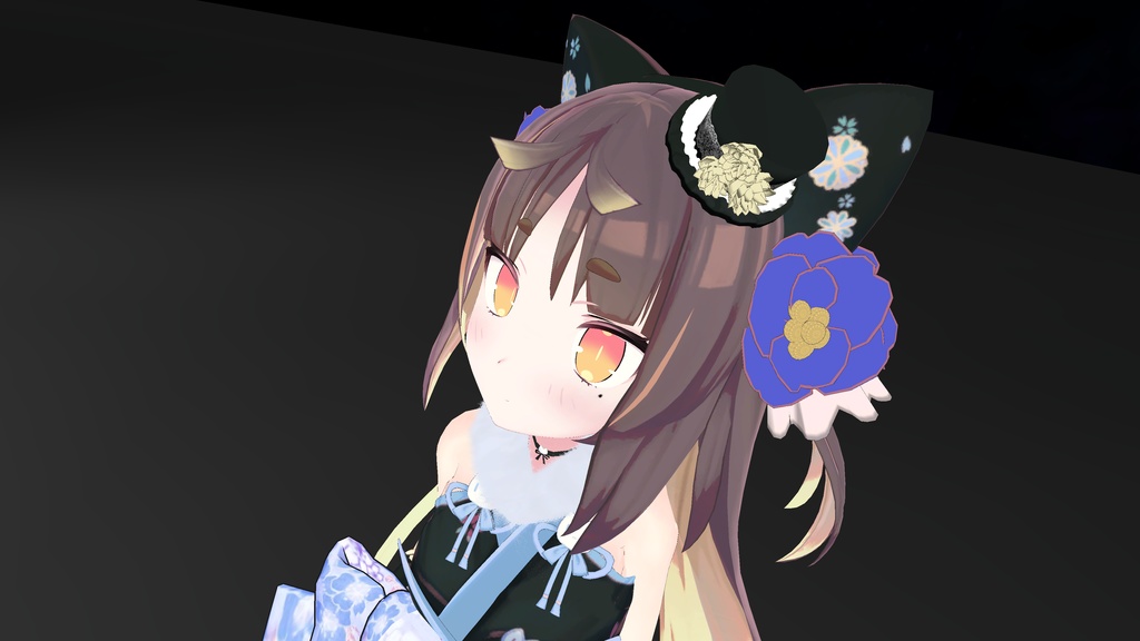 花付きレースのシルクハット(VRC用アクセ)