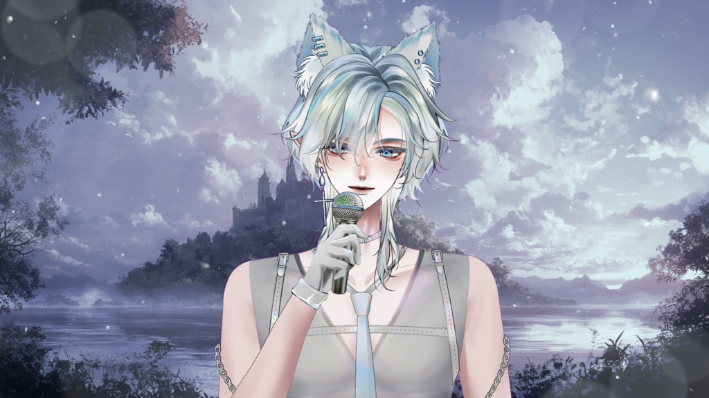 【Live2D Model】 Gray Wolf Premade Model 【Blue Ver.】【Live2Dモデル】