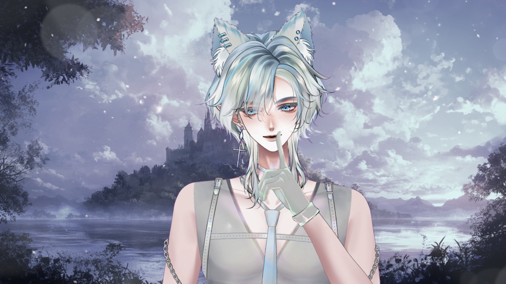 【Live2D Model】 Gray Wolf Premade Model 【Blue Ver.】【Live2Dモデル】