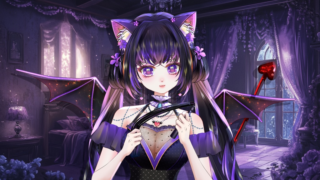 [Live2D Model] Demon Cat Girl Premade Model【Live2Dモデル】