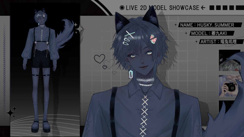 【Live2D Model】Husky Summer Ver. (Three Forms) VTuber Model 【Live2Dモデル】