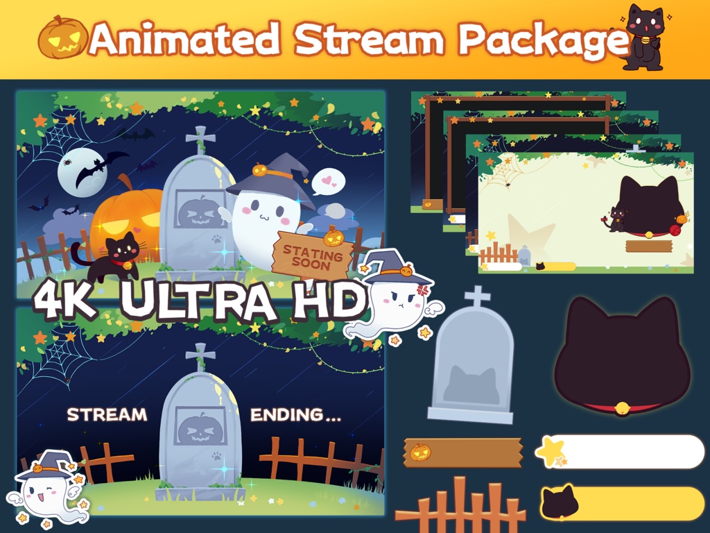 【Animated Background Set】 ハロウィンアニメーション背景セット Halloween Animated Background Set