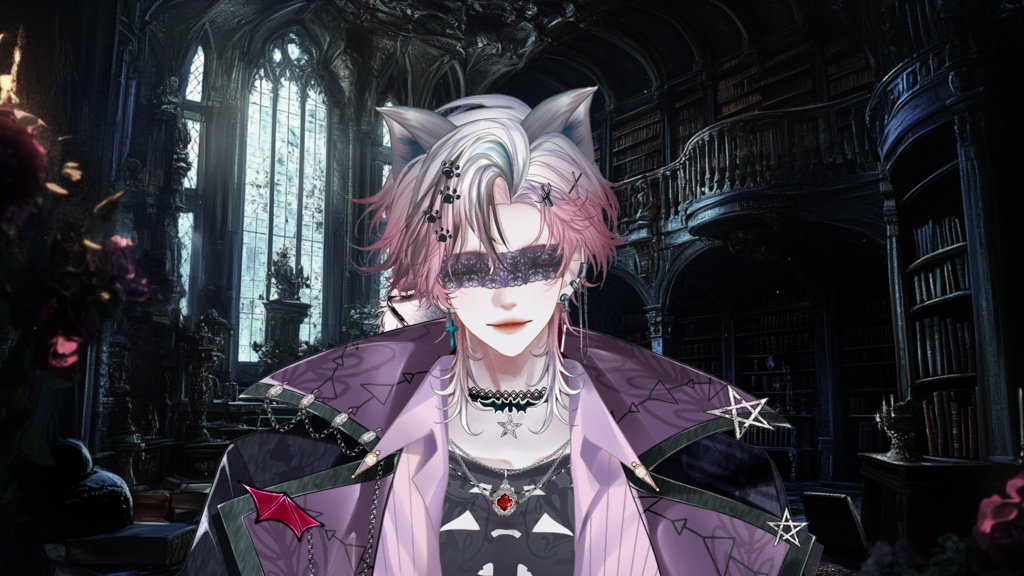 【Live2D Model】Shadow Cat Halloween Pink Ver. VTuber Model【Live2Dモデル】