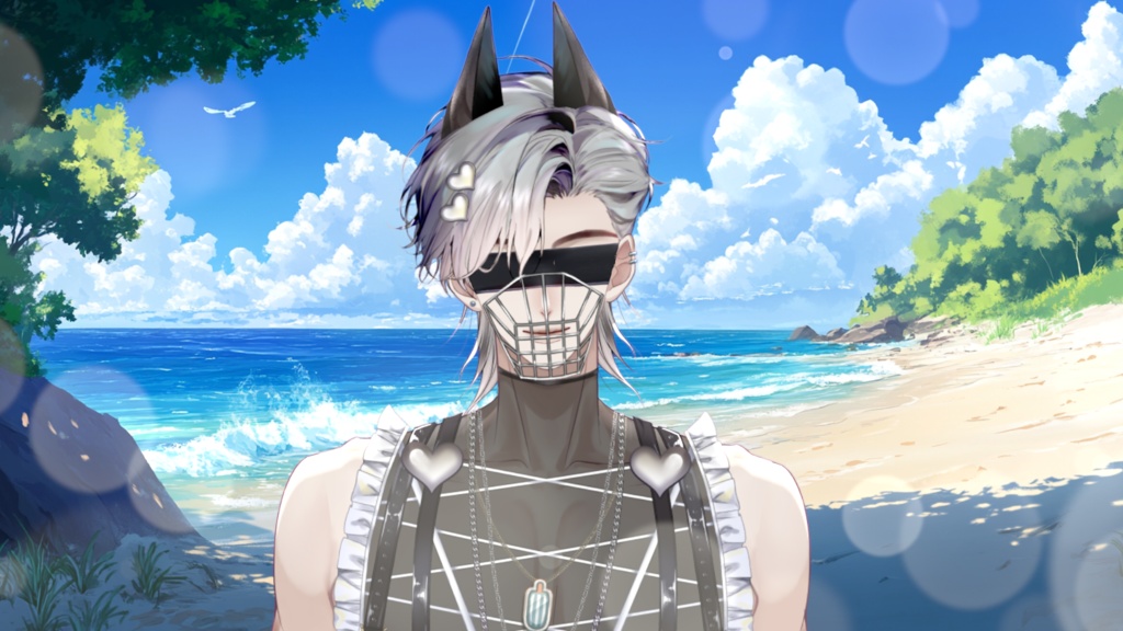 【Live2D Model】Doberman Gray Summer Ver. (Three Forms) VTuber Model 【Live2Dモデル】
