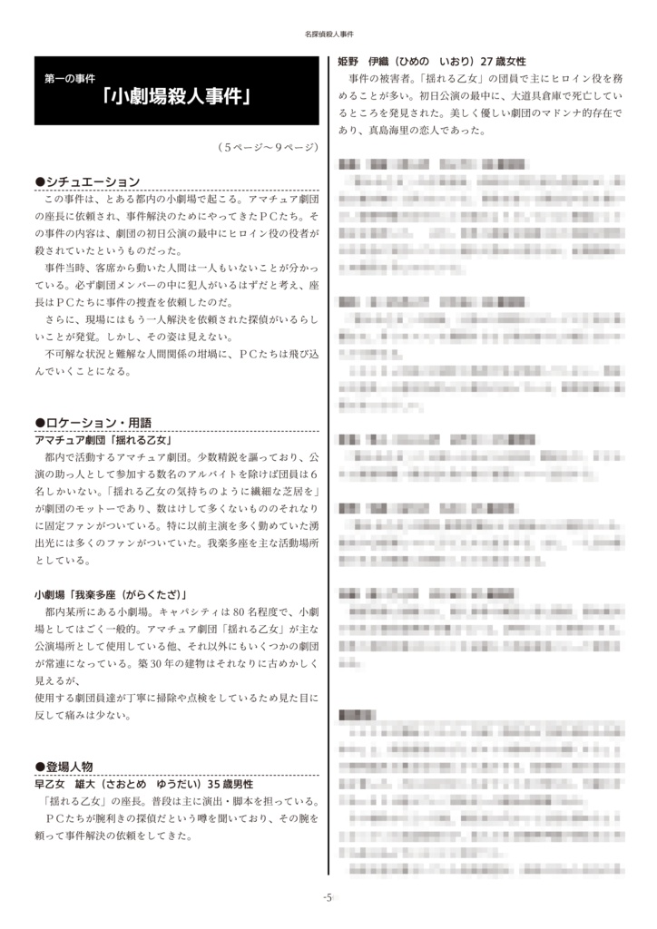 【電子版】フタリソウサ非公式キャンペーンシナリオ集「名探偵殺人事件」SPLL:E236038