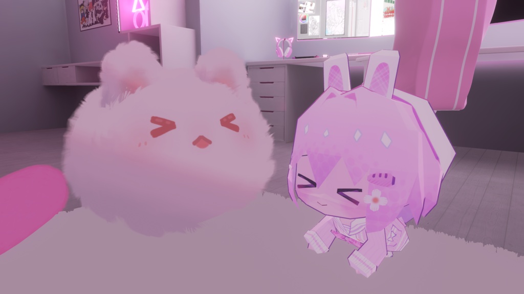 【無料VRCアバター】ぴんくウサチャン pink USA-CHAN / オリジナル3Dモデル