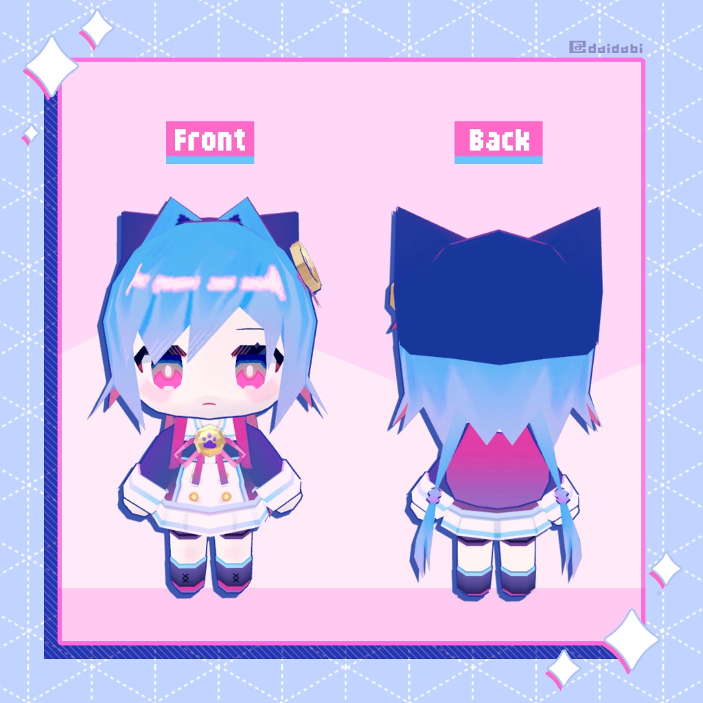 【無料VRCアバター】ぶるーネコチャン blue NEKO-CHAN / オリジナル3Dモデル - omm:Store - 2/4